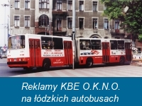 Reklamy KBE O.K.N.O. na łódzkich autobusach