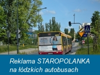 Reklama STAROPOLANKA na łódzkich autobusach