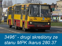 3496" - drugi skreślony ze stanu MPK Ikarus 280.37