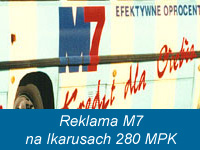 Reklama M7 na Ikarusach 280 MPK