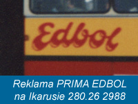 Reklama PRIMA - EDBOL na Ikarusie 280.26 2988