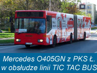 Mercedes-Benz O405GN z PKS Łódź w obsłudze linii promocyjnej TIC TAC BUS