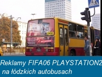 Reklamy gry FIFA 06 PlayStation 2 na łódzkich autobusach